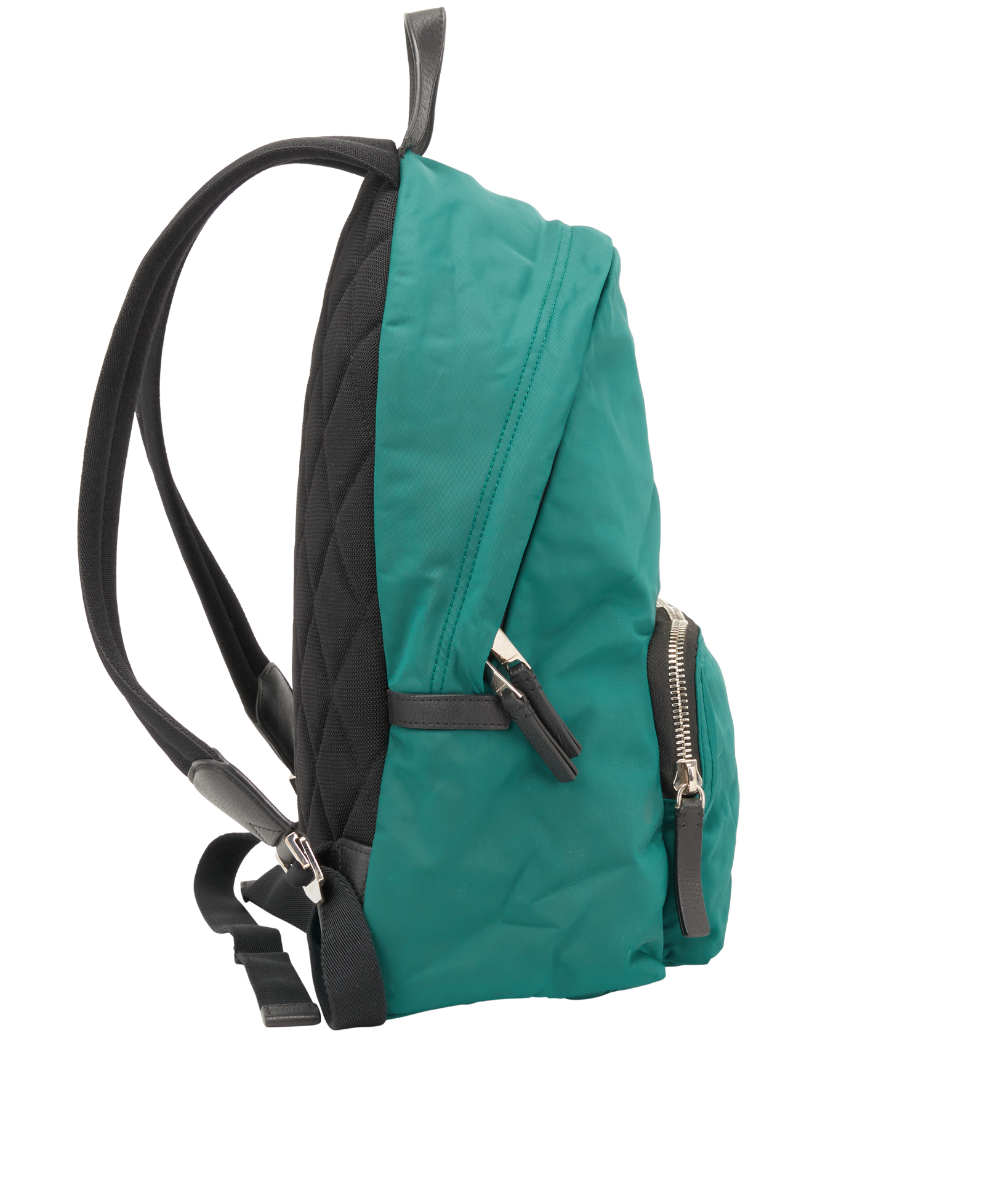 Logo Backpack, &pound;250, Handbags, Green, Nylon, Side view